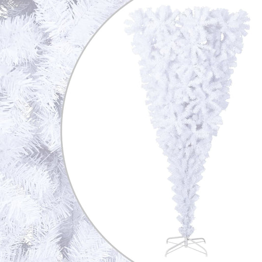 6ft White- Upside-Down Artificial Christmas Tree with Stand