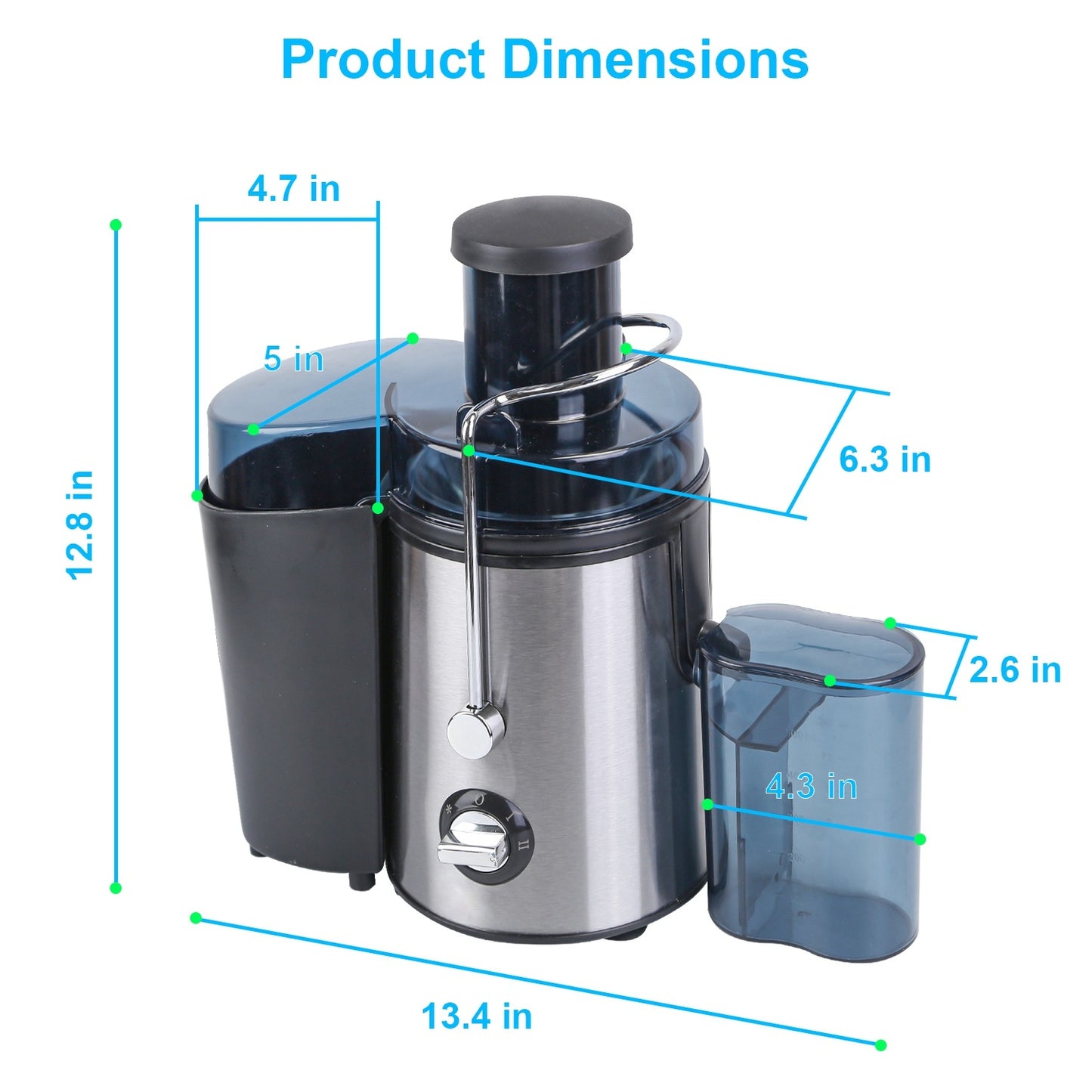 1000W Centrifugal Juicer with 2 Speeds - 65mm Wide Feed Chute, 17Oz Juicer Cup, 54Oz Pulp Collector, Easy to Clean