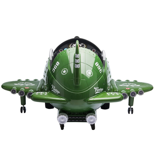 Army Green Sky Patrol 12V Ride-On Toy Plane