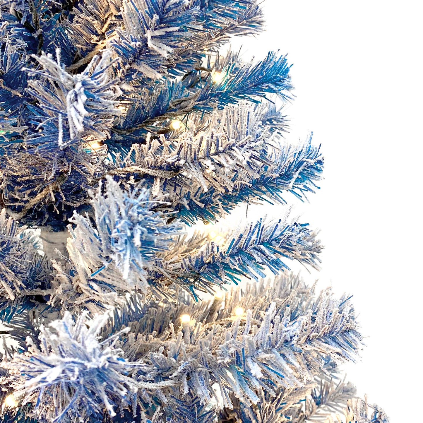 6FT Pre-Lit Hinged Artificial Fir Christmas Tree - Blue Snow Flocked