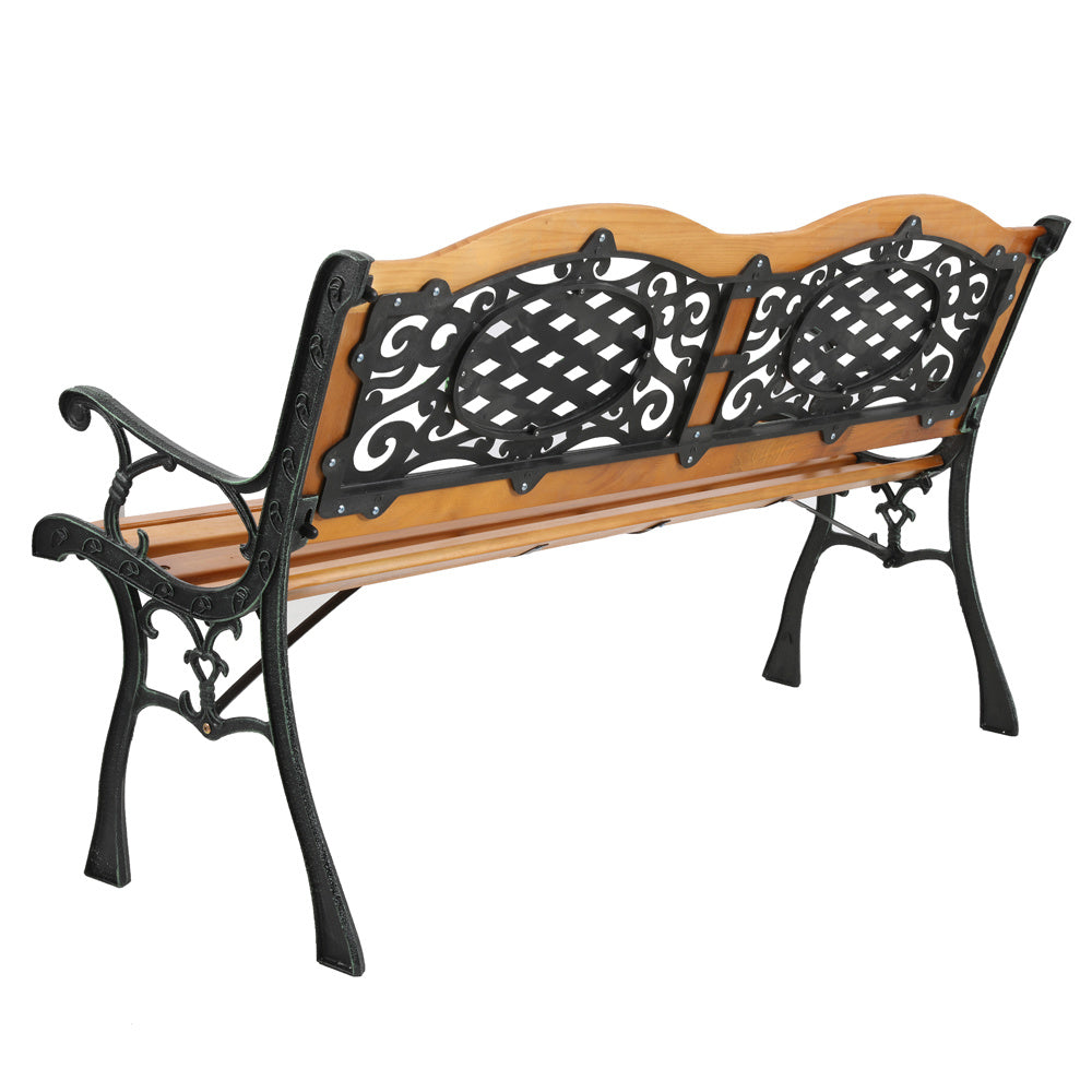 Elegant 49" Garden Bench - Powder-Coat Steel & Weather-Resistant Hardwood, Antique Style, Comfortable Seating