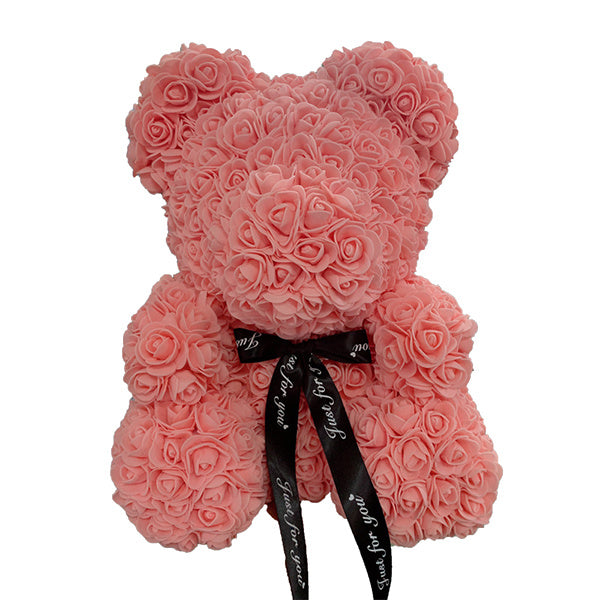 Rose Bear – Handmade Teddy Bear with Transparent Gift Box