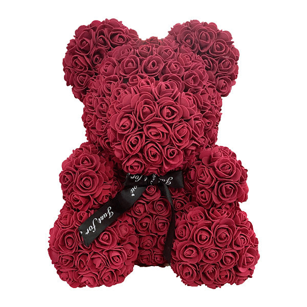 Rose Bear – Handmade Teddy Bear with Transparent Gift Box