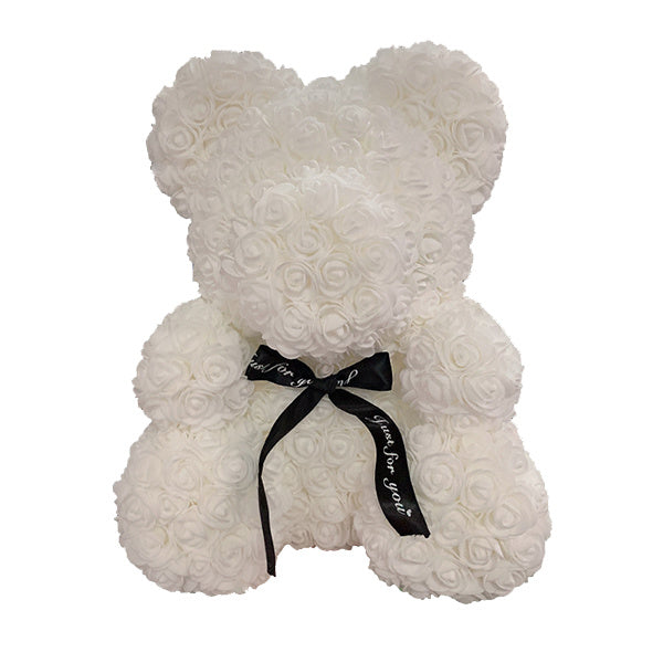 Rose Bear – Handmade Teddy Bear with Transparent Gift Box