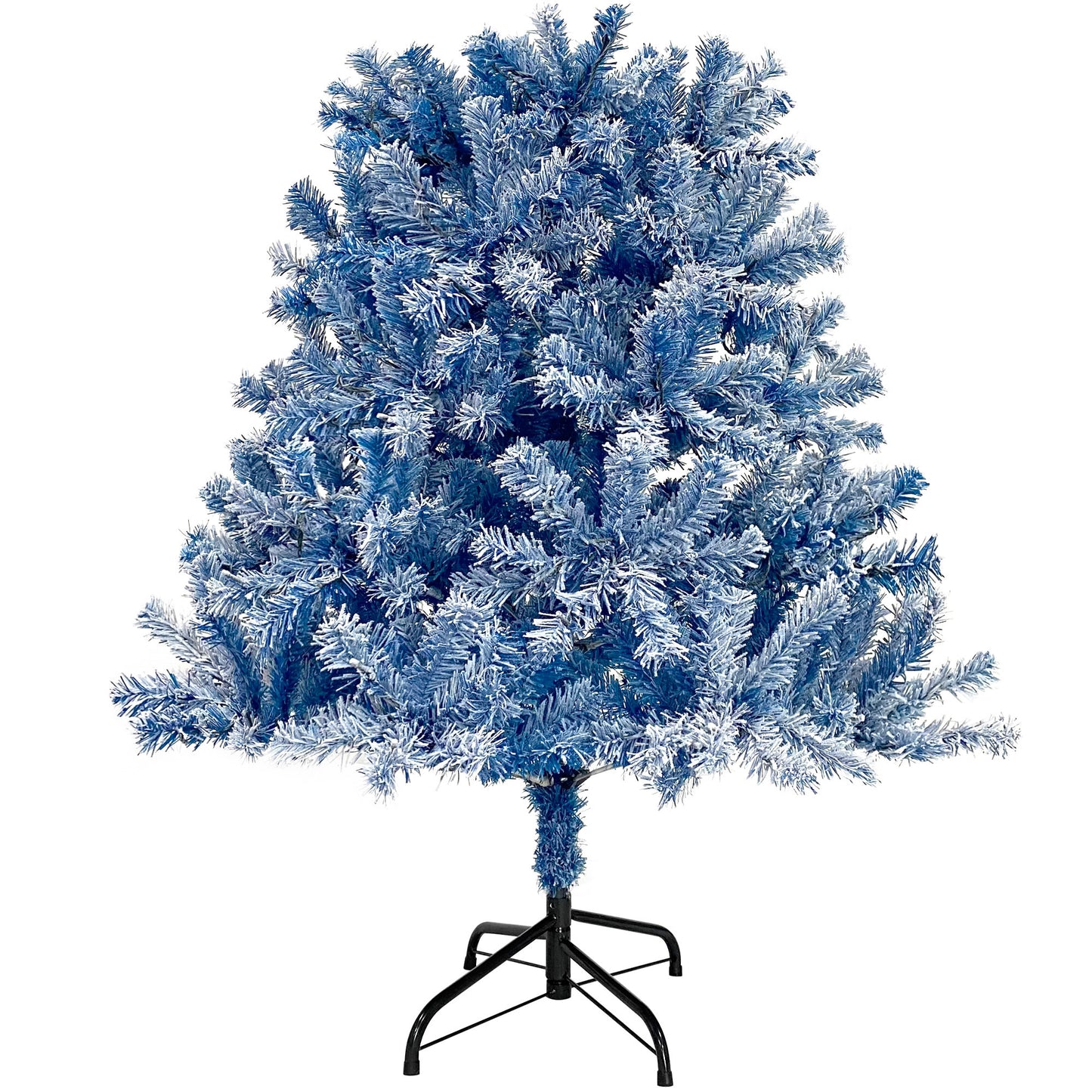 6FT Pre-Lit Hinged Artificial Fir Christmas Tree - Blue Snow Flocked