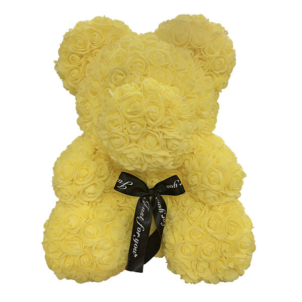 Rose Bear – Handmade Teddy Bear with Transparent Gift Box