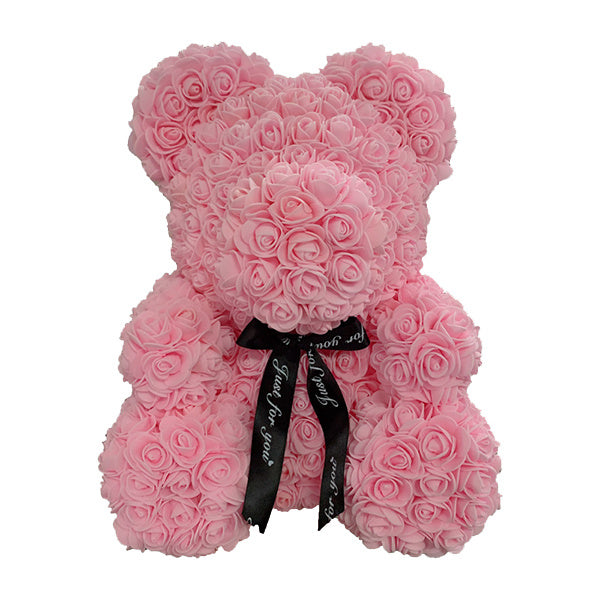 Rose Bear – Handmade Teddy Bear with Transparent Gift Box