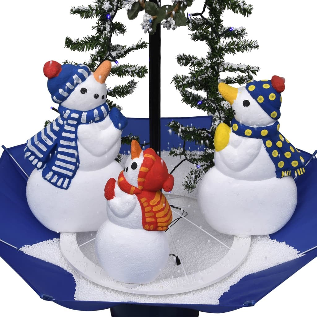 Snowing Christmas Tree with Umbrella Base - 2 ft Blue