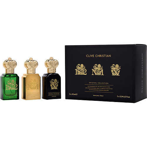 Clive Christian Original Collection Set | Masculine Edition Travel Set Includes 1872, No. 1, & X Perfume Sprays (3 x 0.33 oz)