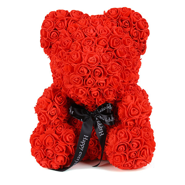 Rose Bear – Handmade Teddy Bear with Transparent Gift Box