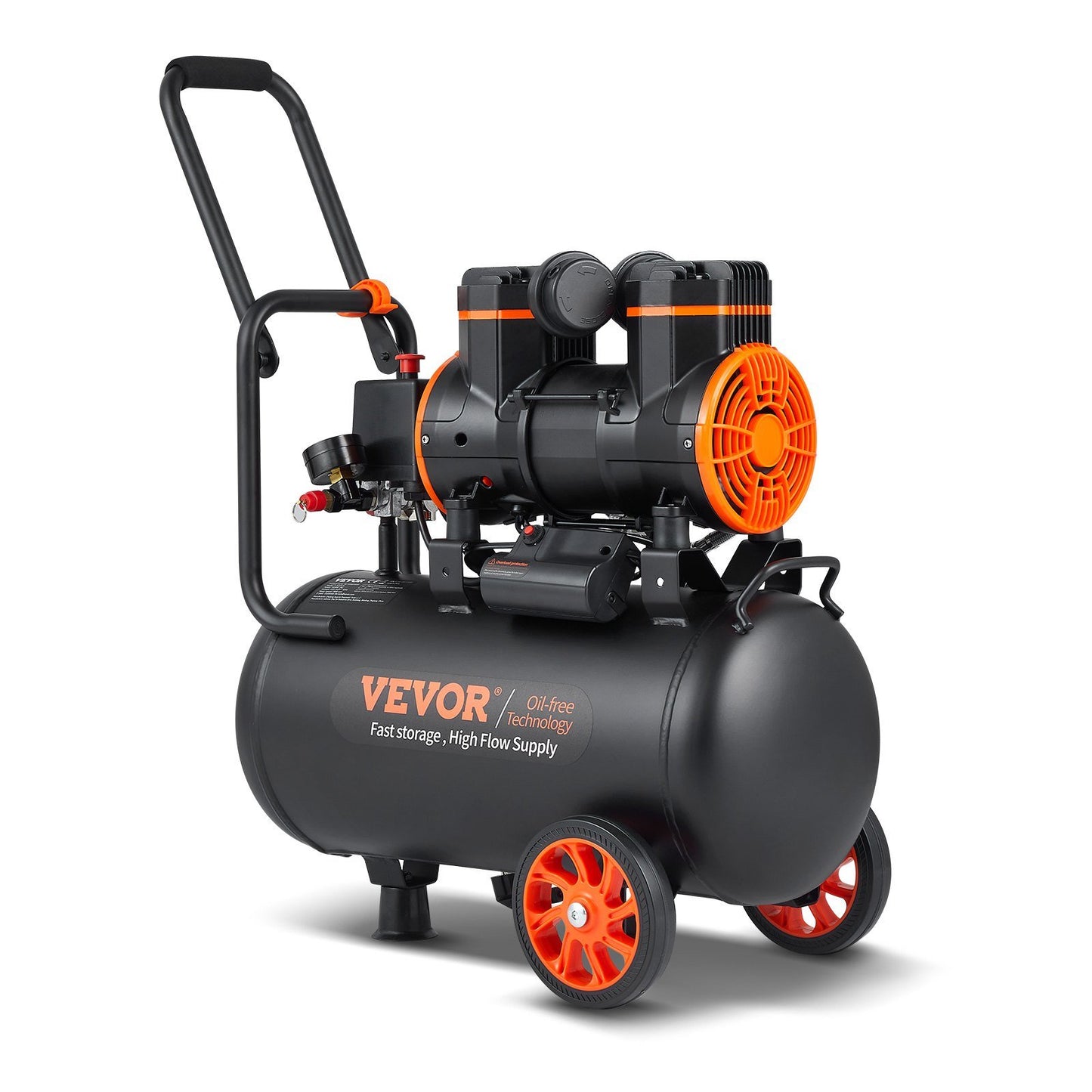 VEVOR 6.3 Gallon Air Compressor, 1450W Oil-Free, 3.35 CFM@90 PSI, 70 dB Ultra Quiet