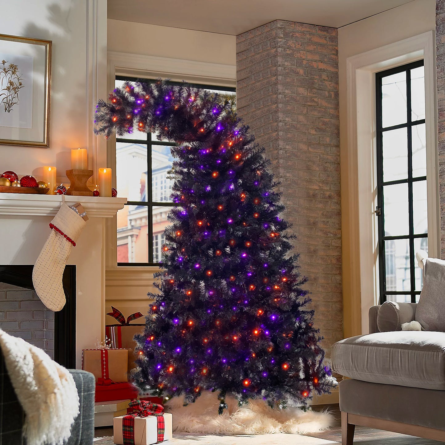 6FT Artificial Fir Bent Top Halloween Christmas Tree