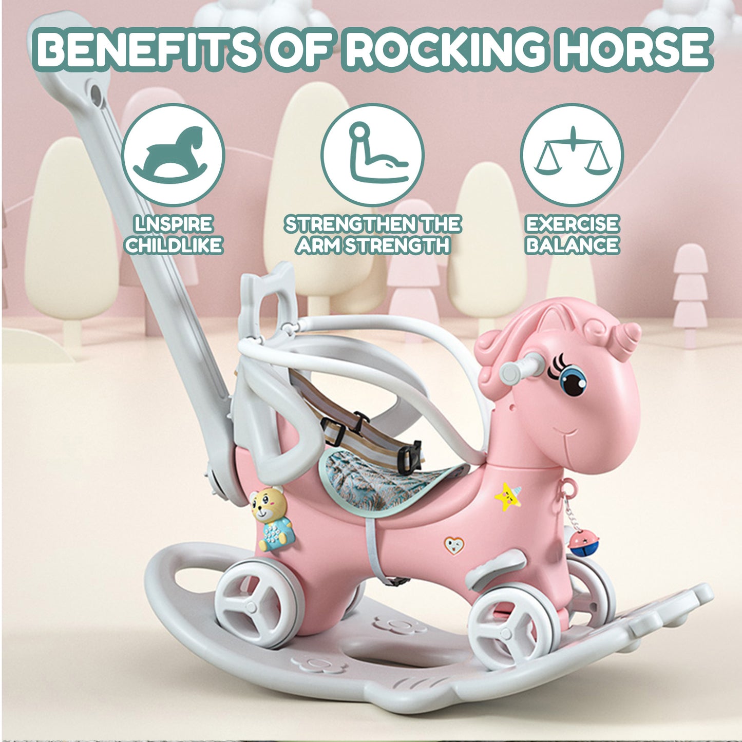 Rocking Horse for Toddlers-Pink