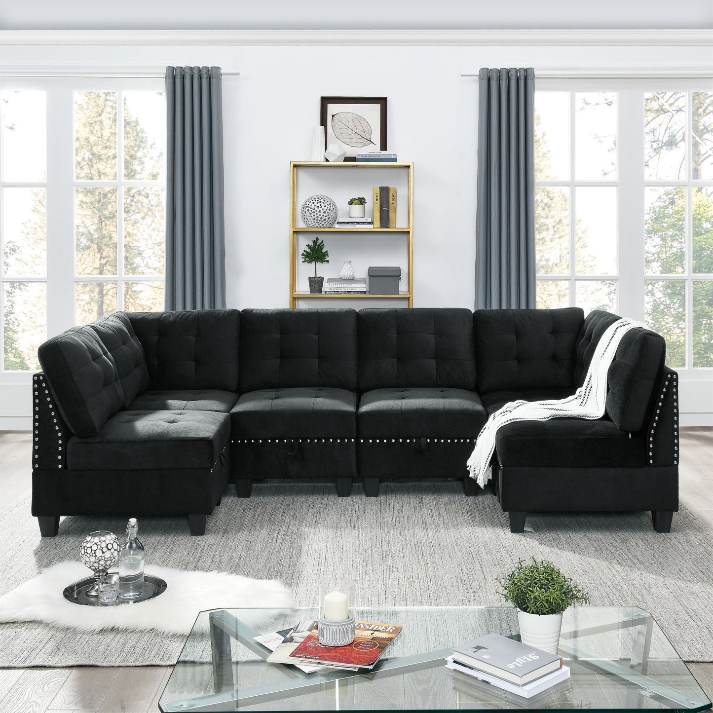 Velvet Elegance Modular U-Sectional Sofa