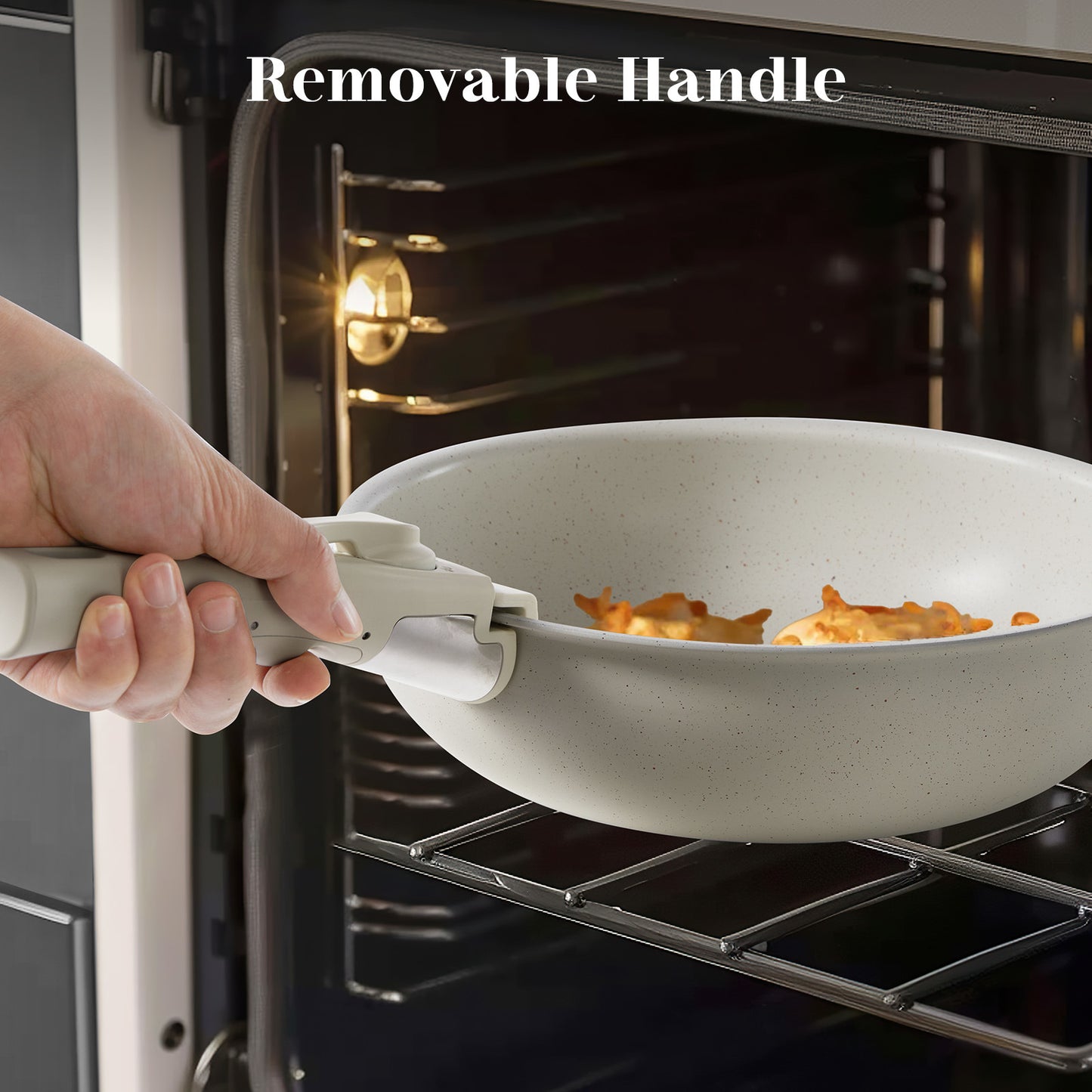 Granite Non-Stick Cookware Set - Dishwasher Safe, Detachable Handles, Safe & Space-Saving