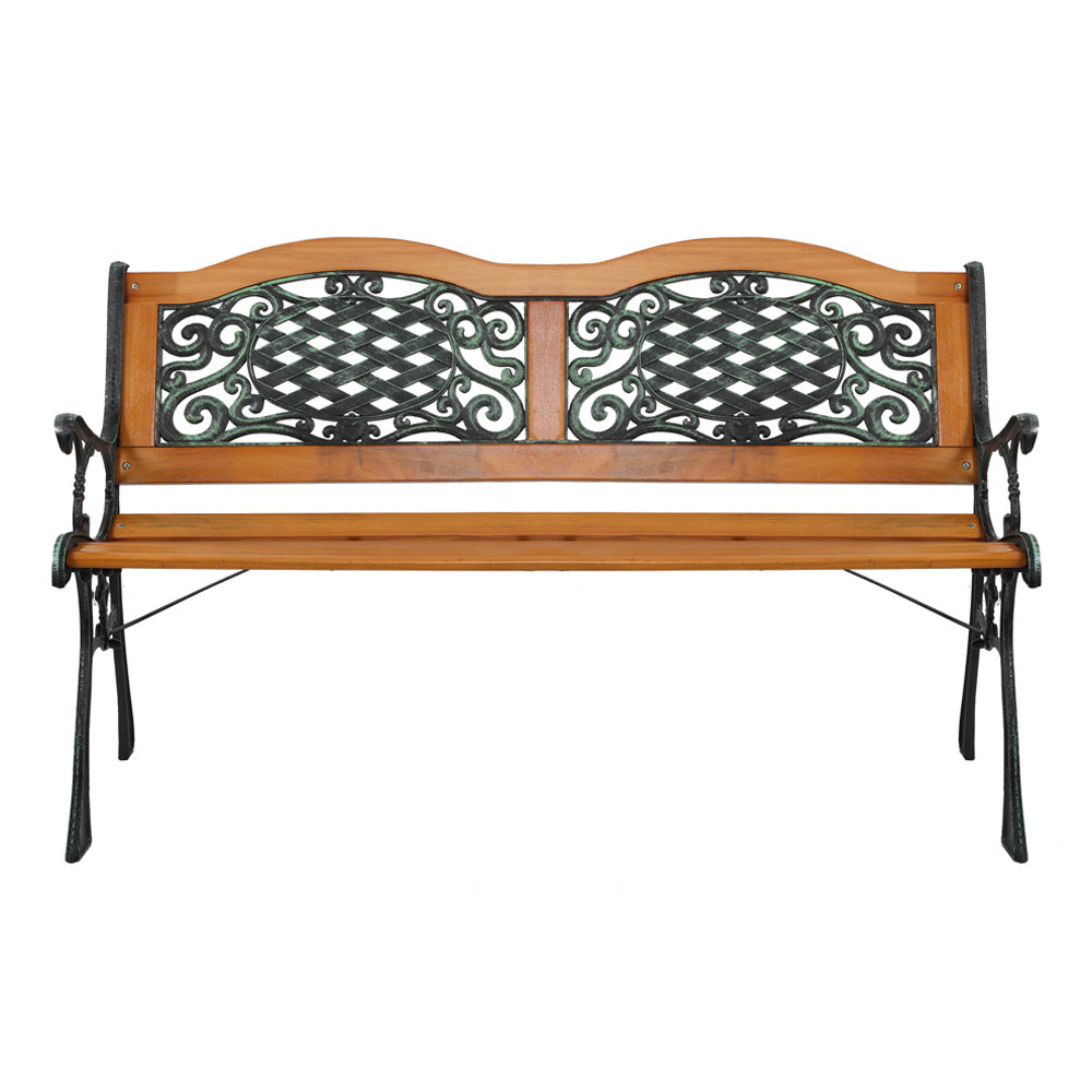 Elegant 49" Garden Bench - Powder-Coat Steel & Weather-Resistant Hardwood, Antique Style, Comfortable Seating