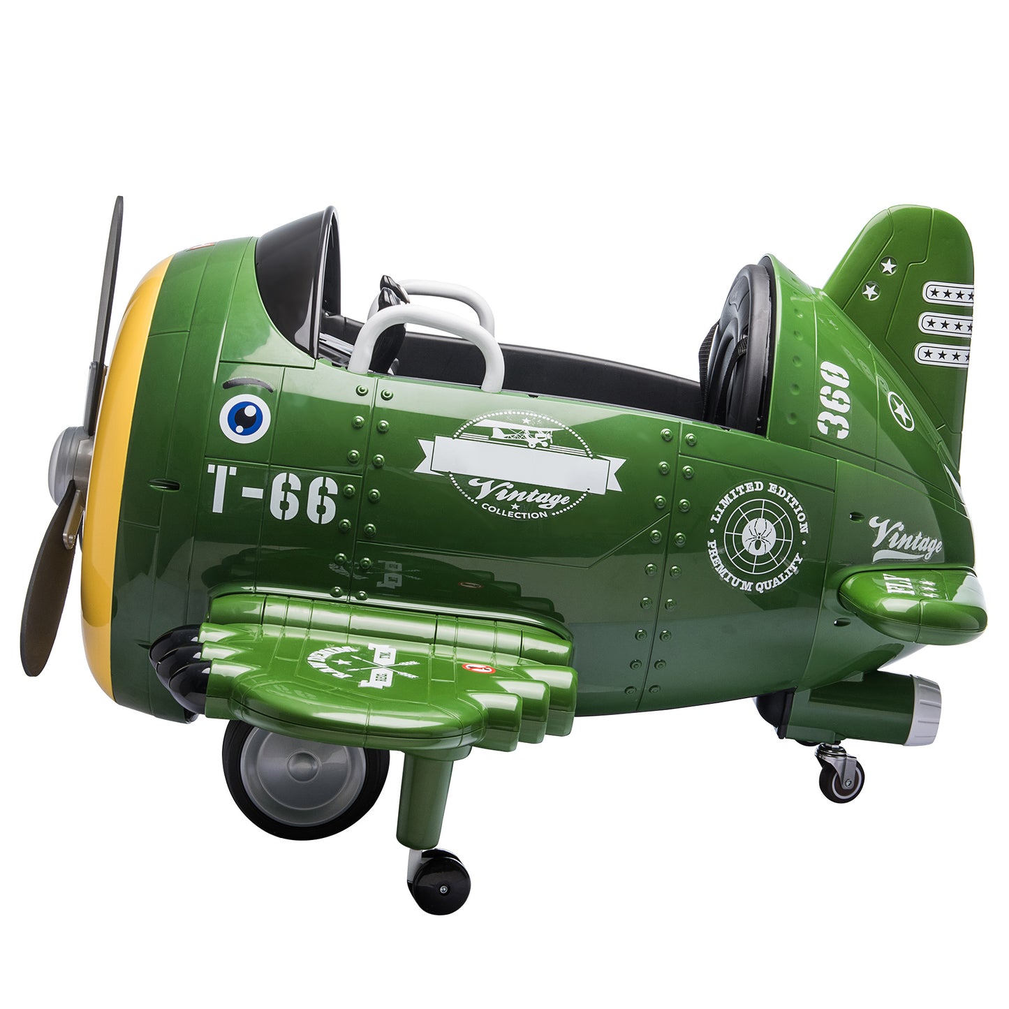 Army Green Sky Patrol 12V Ride-On Toy Plane