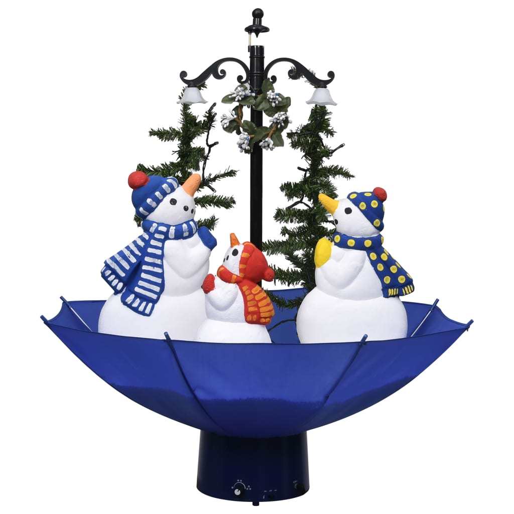 Snowing Christmas Tree with Umbrella Base - 2 ft Blue