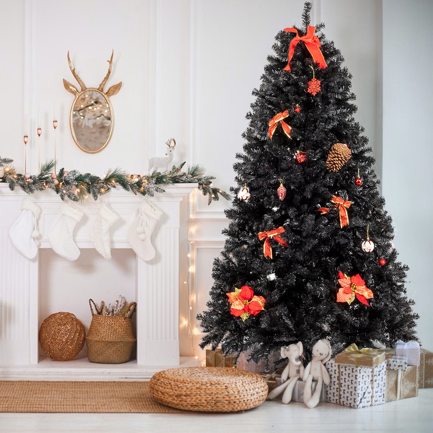 7.5ft 2500 Branches Black Christmas Tree