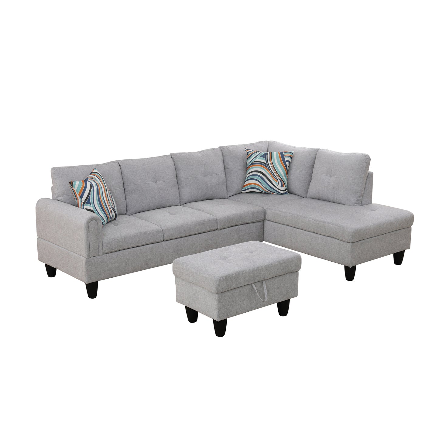 Grey Sectional with Ottoman