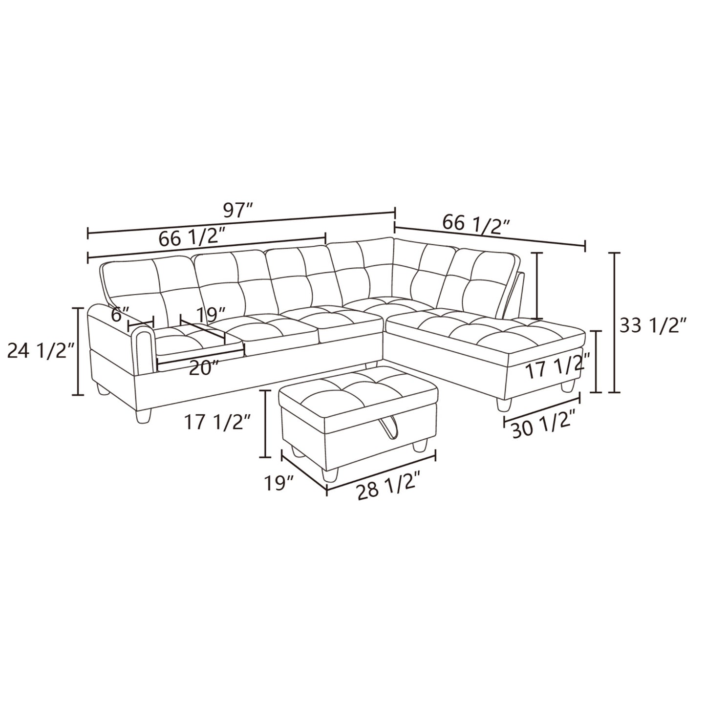 Grey Sectional with Ottoman