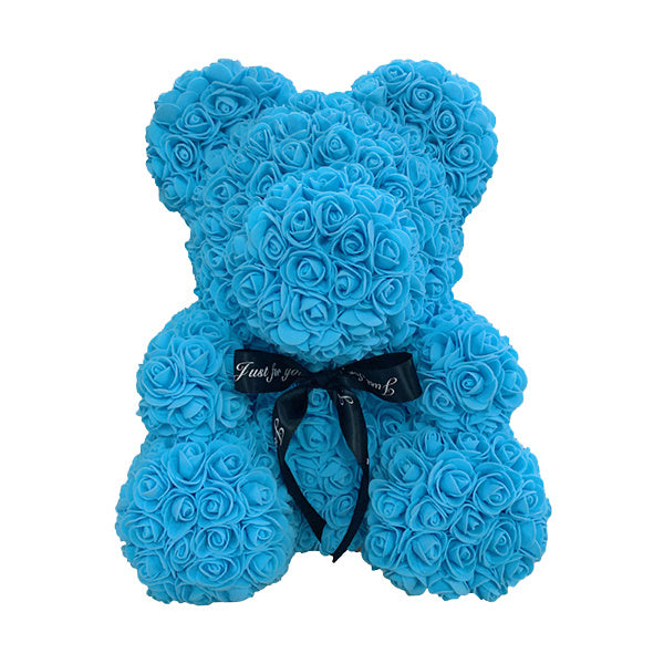 Rose Bear – Handmade Teddy Bear with Transparent Gift Box