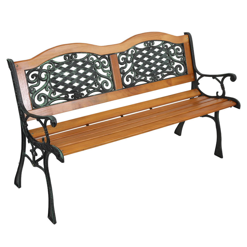 Elegant 49" Garden Bench - Powder-Coat Steel & Weather-Resistant Hardwood, Antique Style, Comfortable Seating