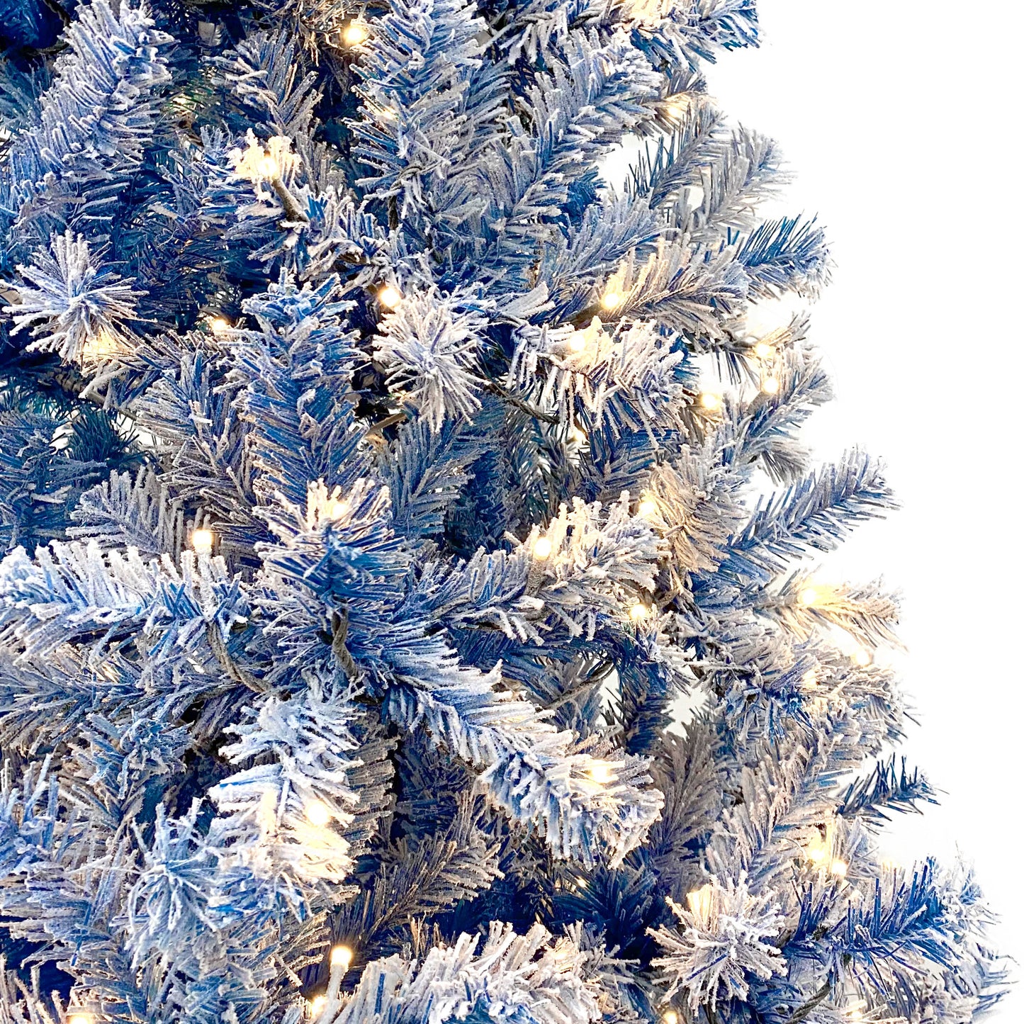 6FT Pre-Lit Hinged Artificial Fir Christmas Tree - Blue Snow Flocked