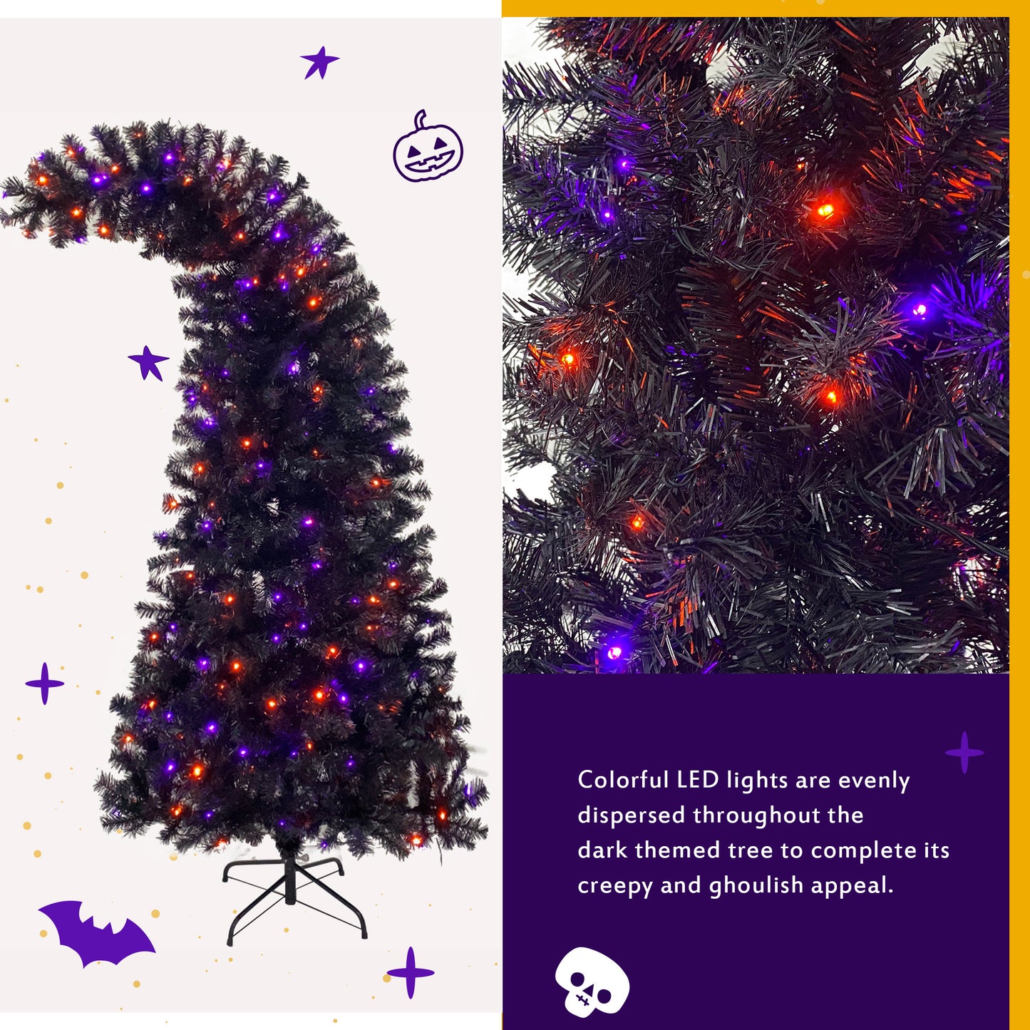 6FT Artificial Fir Bent Top Halloween Christmas Tree