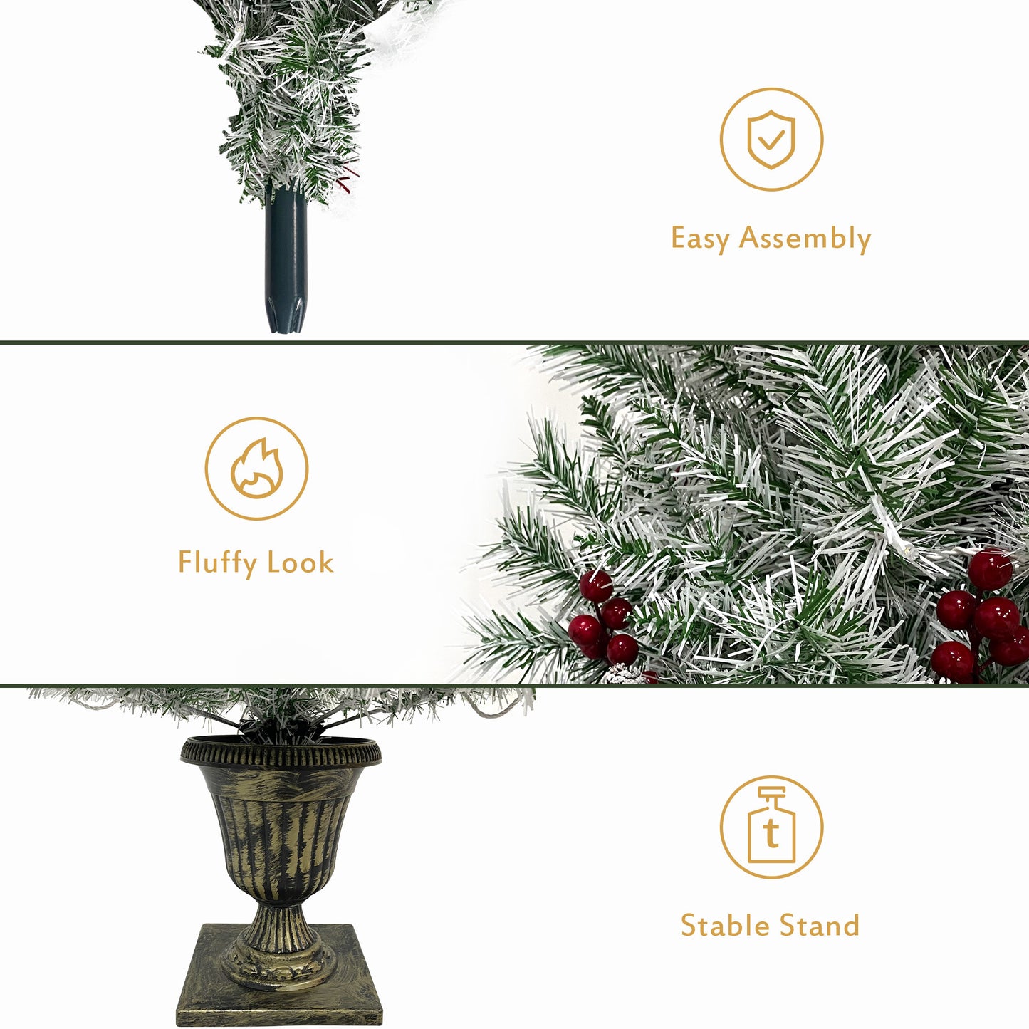 3-ft Pre-lit Xmas Tree Artificial Christmas 4-Piece Set,Garland, Wreath and Set of 2 Entrance Trees X-mas