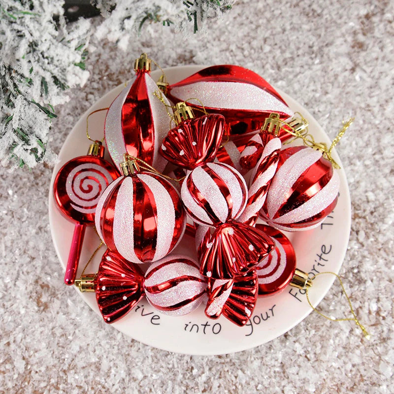 14pcs Christmas Ball Ornaments Set-Candy Cane