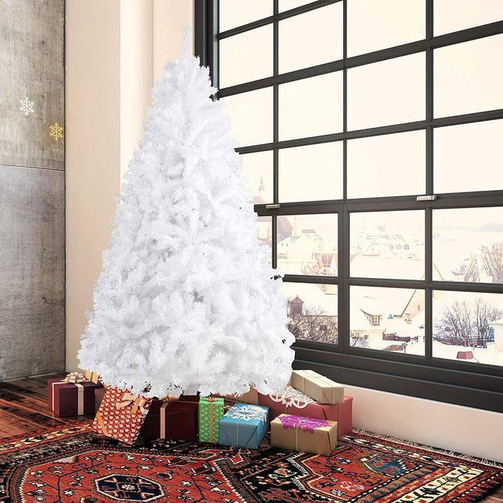 7ft High Christmas Tree with 1000 Tips and White Decorations