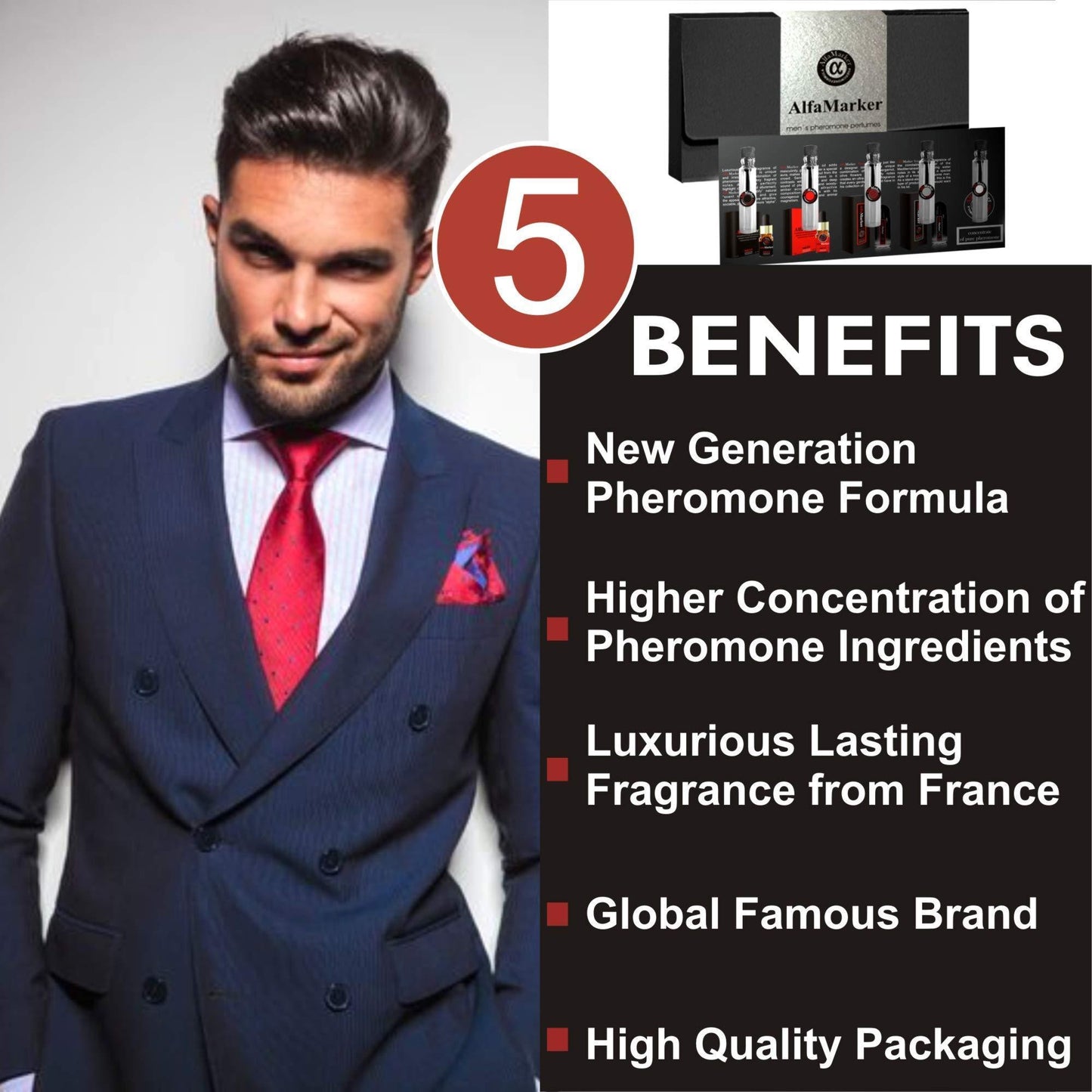 Pheromone Cologne for Men Gift Set | 5 Male Pheromone Perfumes x 2ml