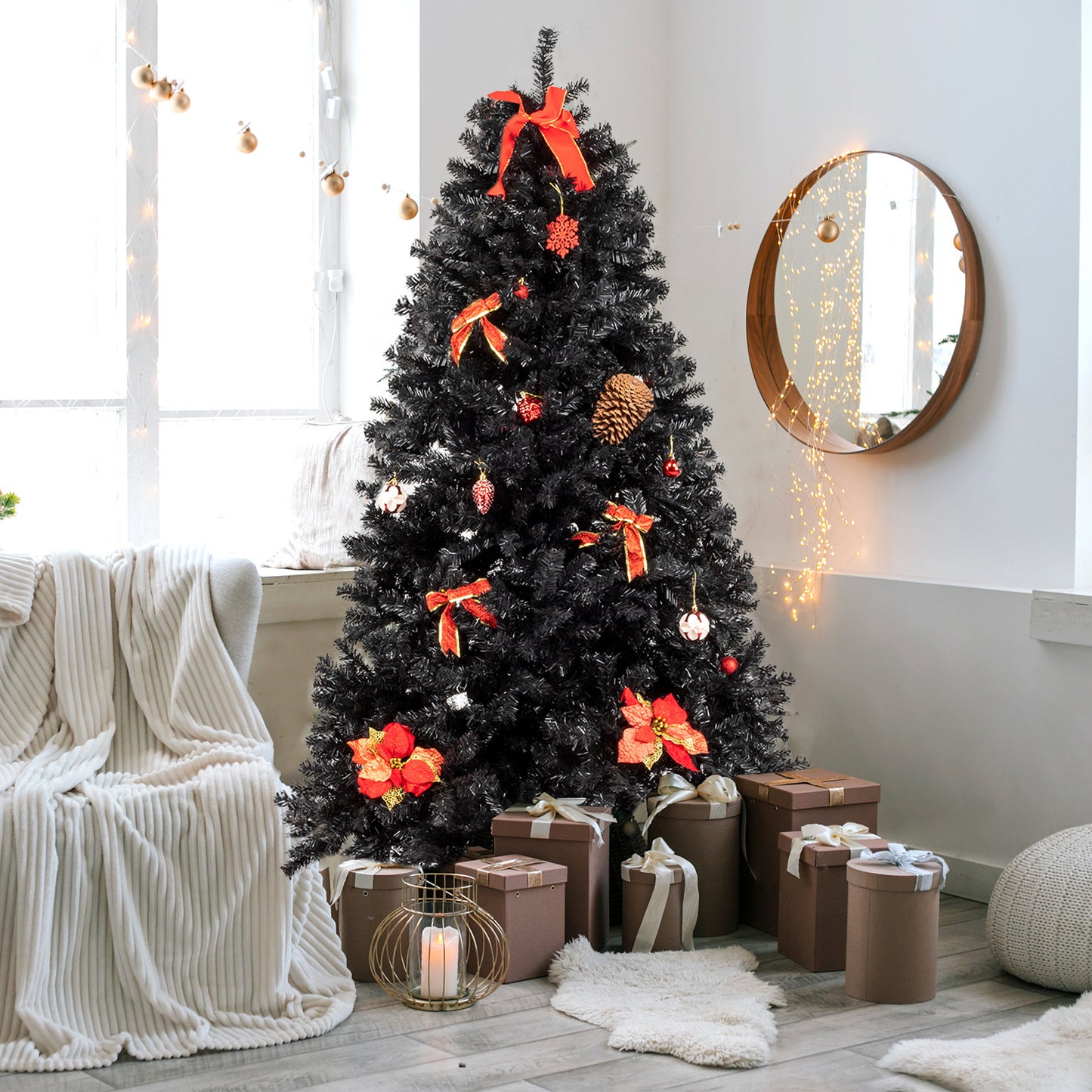 7.5ft 2500 Branches Black Christmas Tree