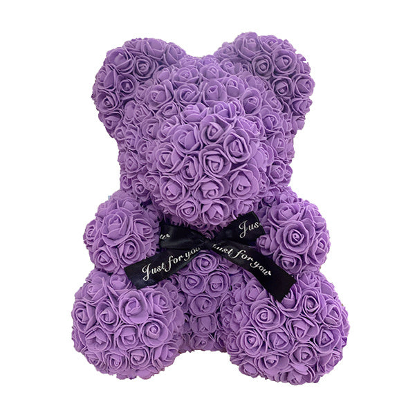 Rose Bear – Handmade Teddy Bear with Transparent Gift Box