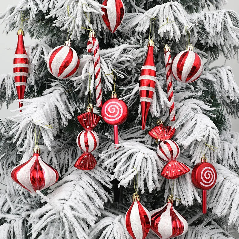 14pcs Christmas Ball Ornaments Set-Candy Cane