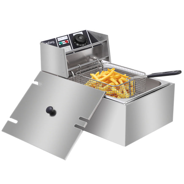 EH81 2500W Stainless Steel Deep Fryer - 6.3QT Electric Fryer for Home & Commercial Use