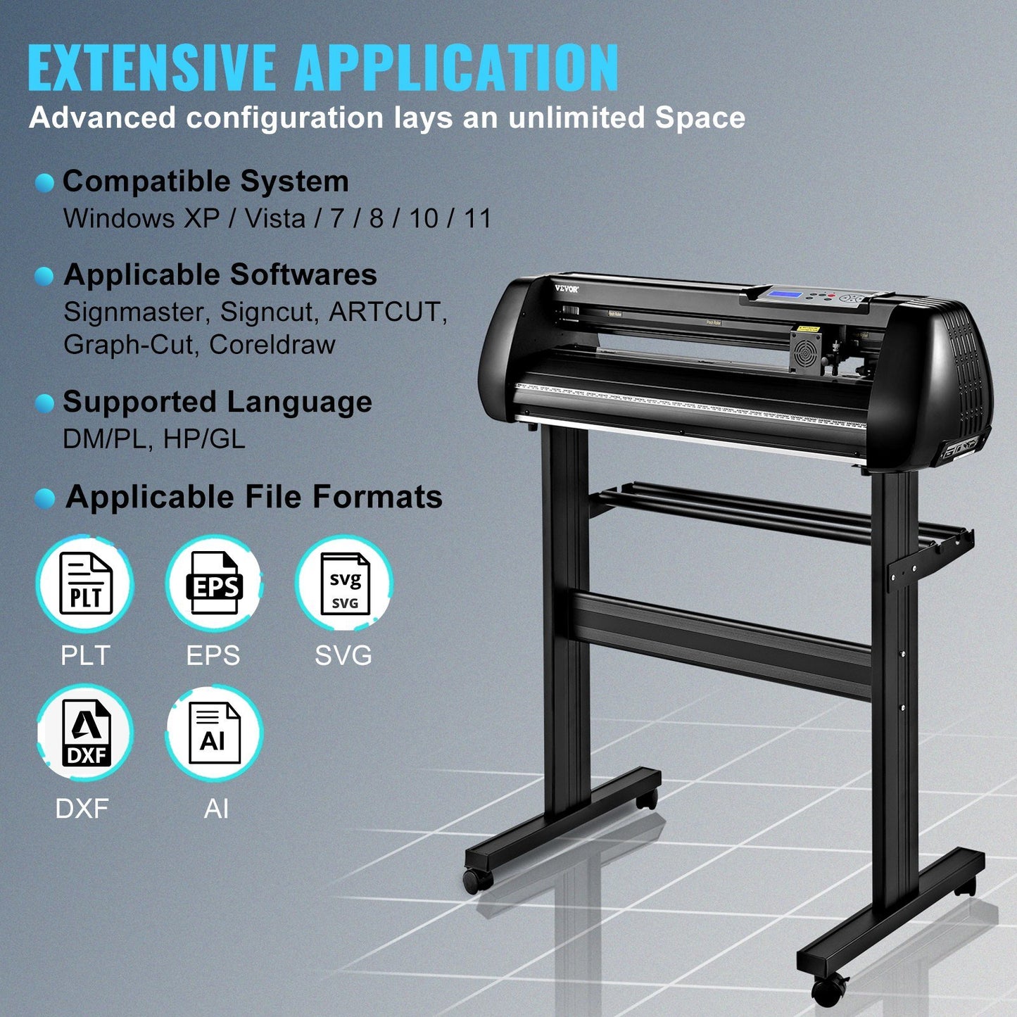 VEVOR 34-Inch Vinyl Cutter Machine with Bluetooth – DIY Craft Plotter Kit with SignMaster Software, Steel Roller Shaft, and Complete Accessories