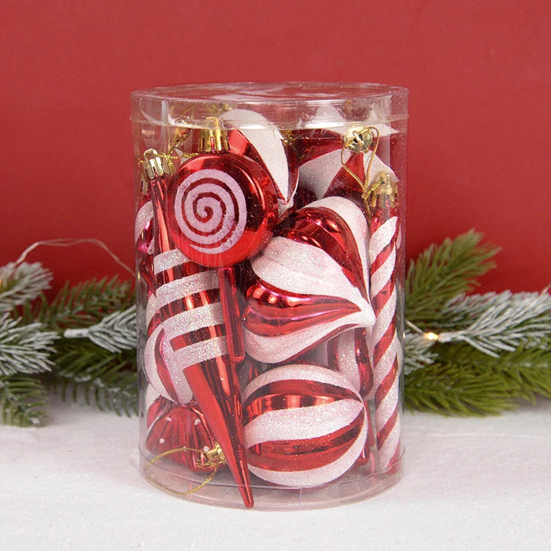 14pcs Christmas Ball Ornaments Set-Candy Cane