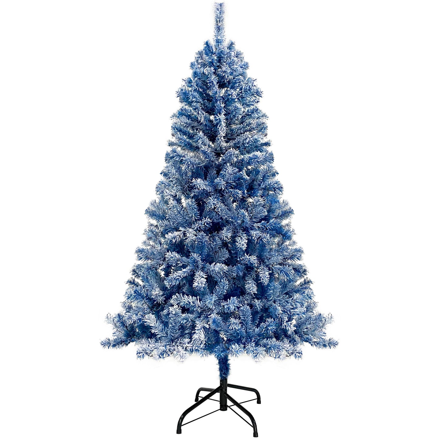 6FT Pre-Lit Hinged Artificial Fir Christmas Tree - Blue Snow Flocked