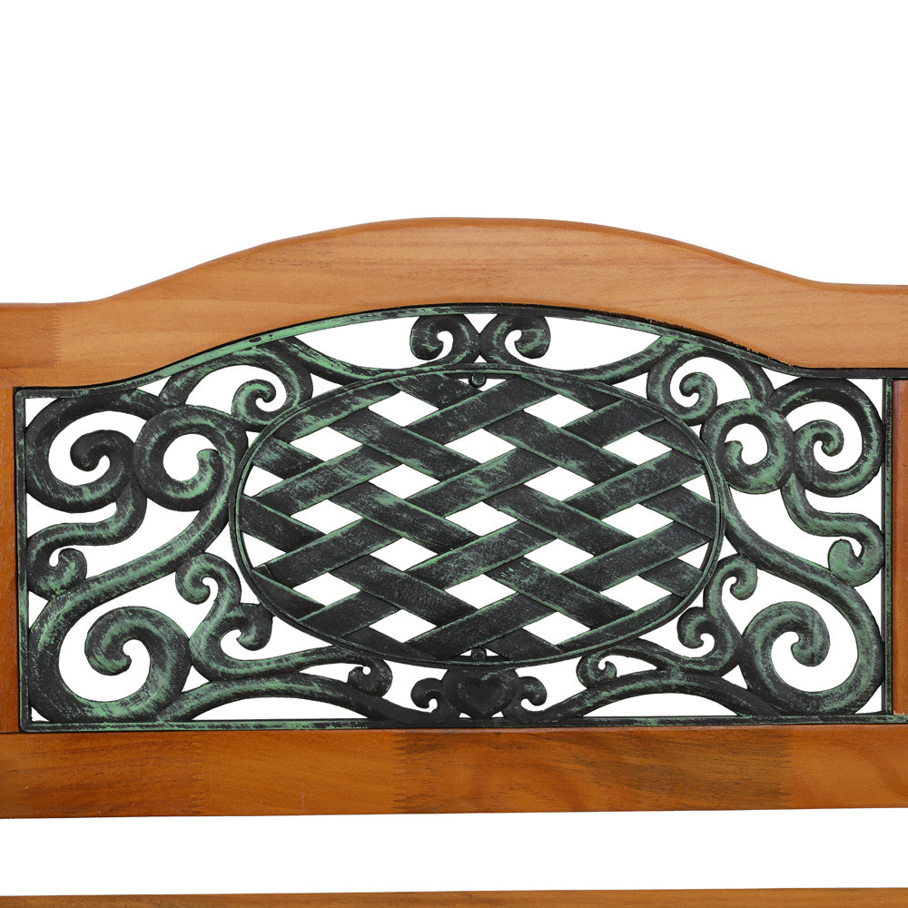 Elegant 49" Garden Bench - Powder-Coat Steel & Weather-Resistant Hardwood, Antique Style, Comfortable Seating