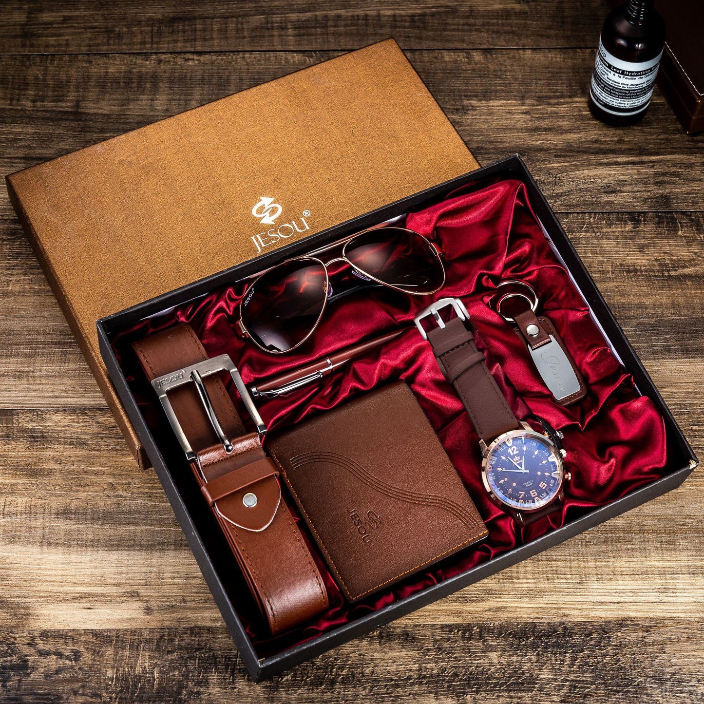 Men's Business Gift Box Set – Wallet, Belt, Watch, Pen, and Glasses