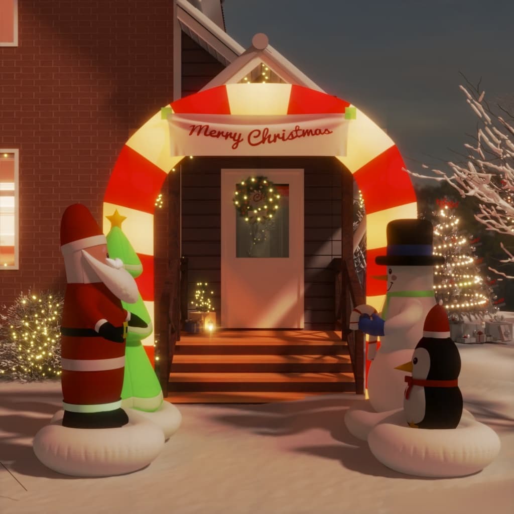 Christmas Inflatable Santa & Snowman Arch Gate with LED Lights – 102.4”