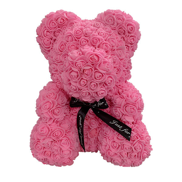 Rose Bear – Handmade Teddy Bear with Transparent Gift Box