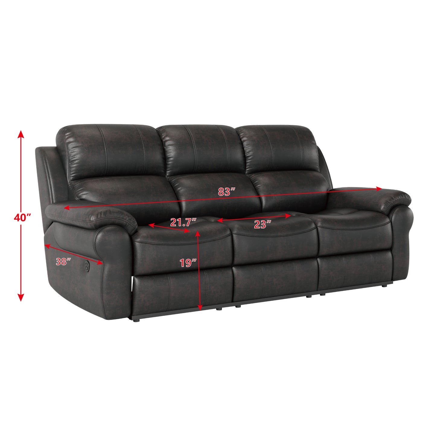 3-Seat Recliner Sofa - Espresso