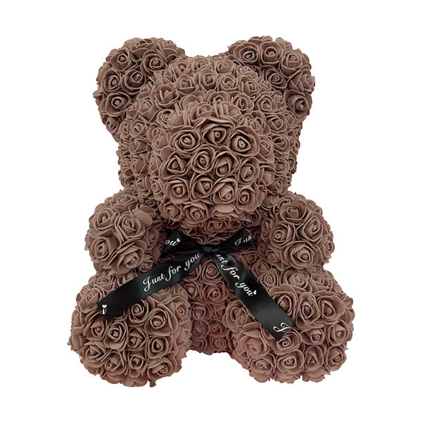 Rose Bear – Handmade Teddy Bear with Transparent Gift Box