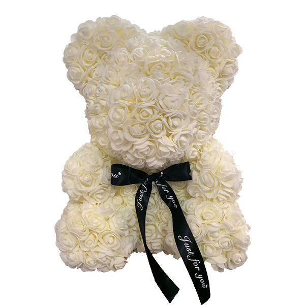 Rose Bear – Handmade Teddy Bear with Transparent Gift Box