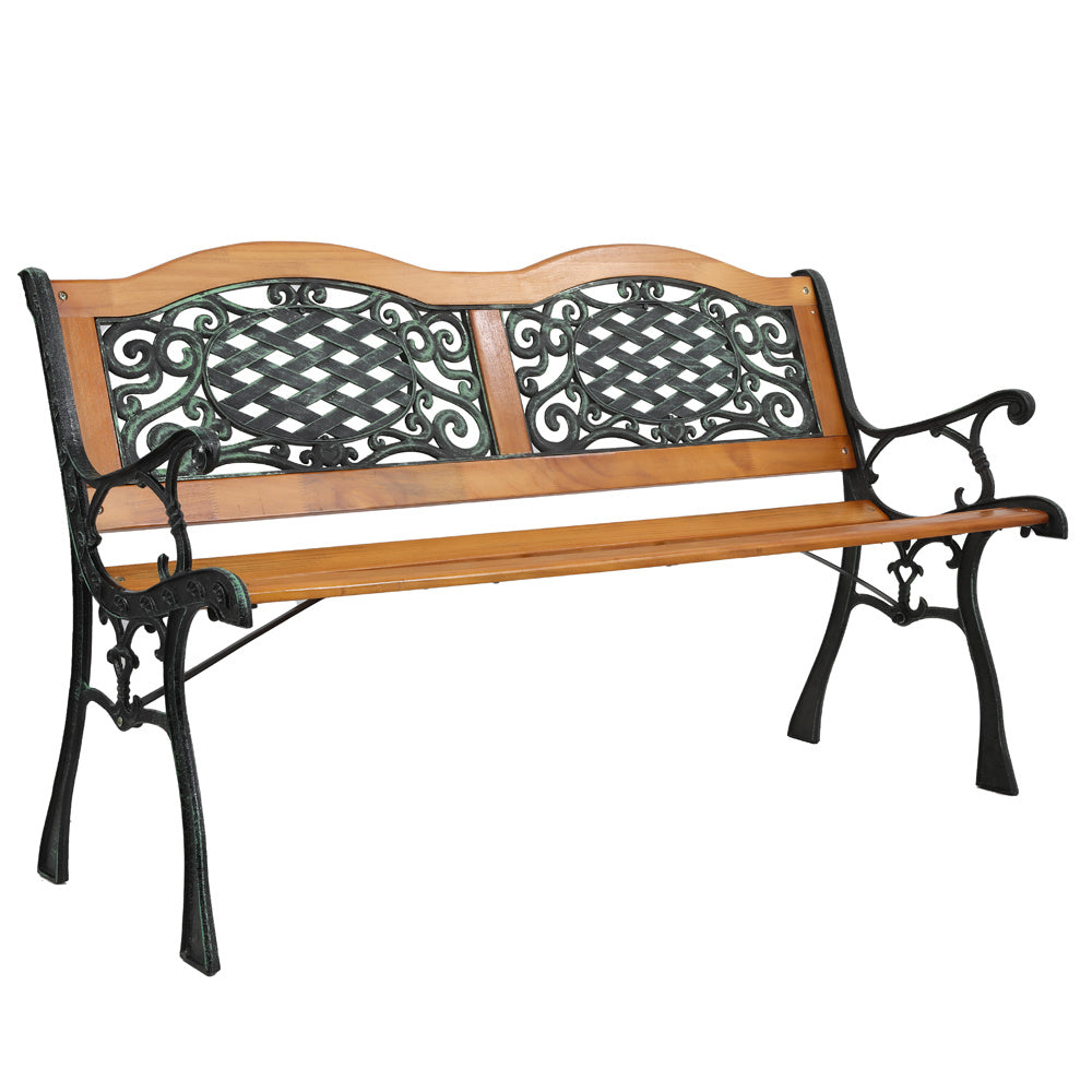 Elegant 49" Garden Bench - Powder-Coat Steel & Weather-Resistant Hardwood, Antique Style, Comfortable Seating