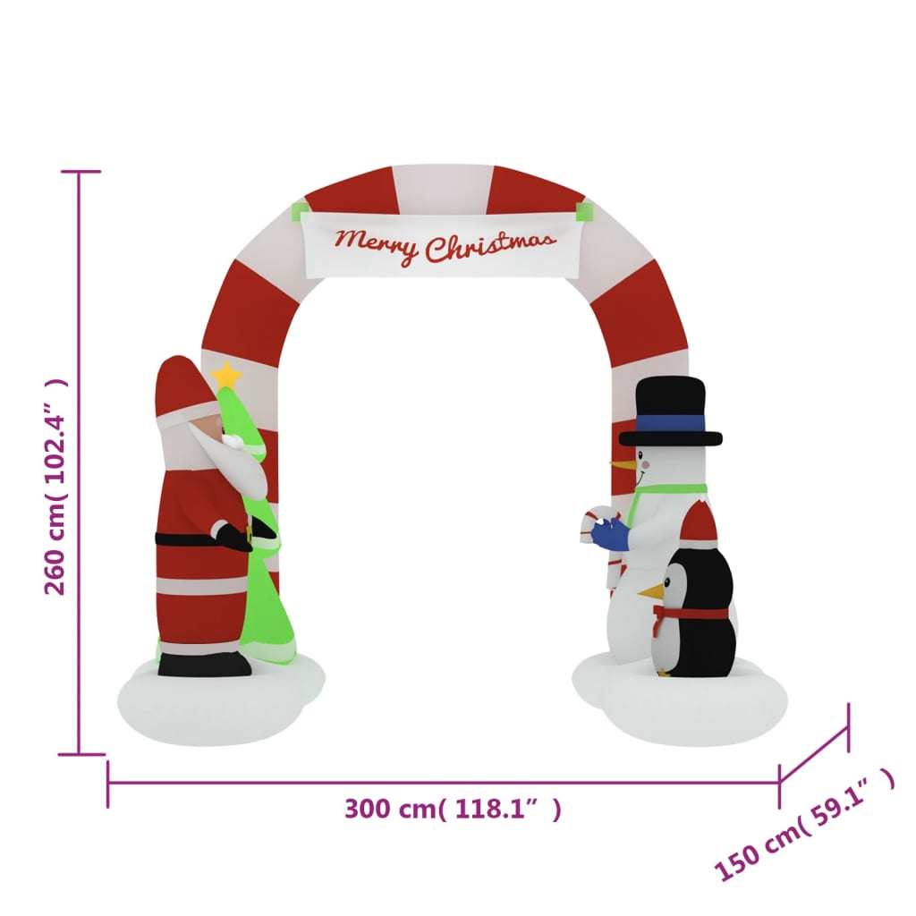 Christmas Inflatable Santa & Snowman Arch Gate with LED Lights – 102.4”