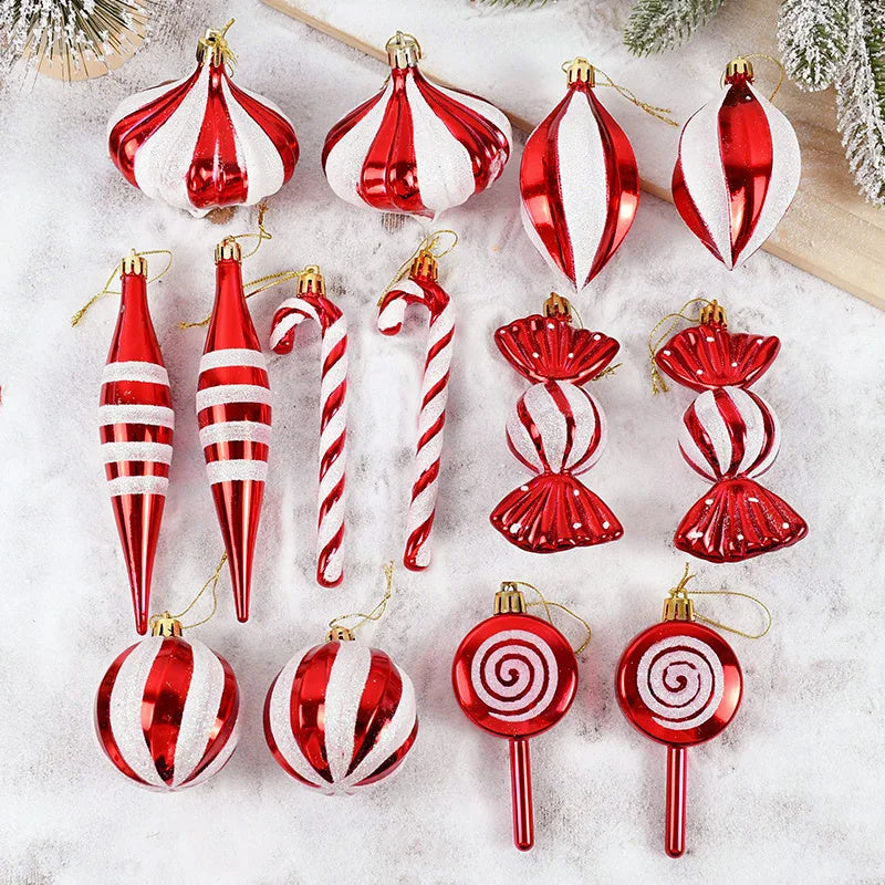 14pcs Christmas Ball Ornaments Set-Candy Cane